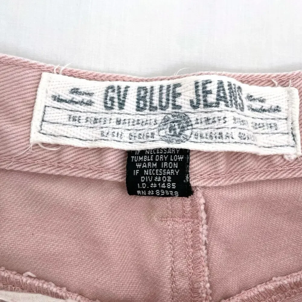 Vintage 90s Powder Pink Pastel High Rise Denim Shorts Retro Mom Jeans Size 12